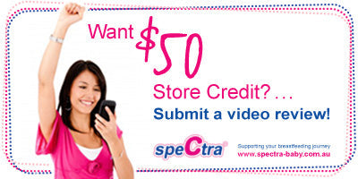 Get $50 store credit by submitting a video review on your Spectra breast pump