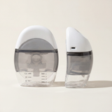 Spectra Wearable pump front and side views showing USB-C charging port