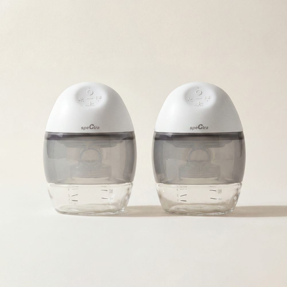 Two Spectra Wearable double electric breast pumps, front view