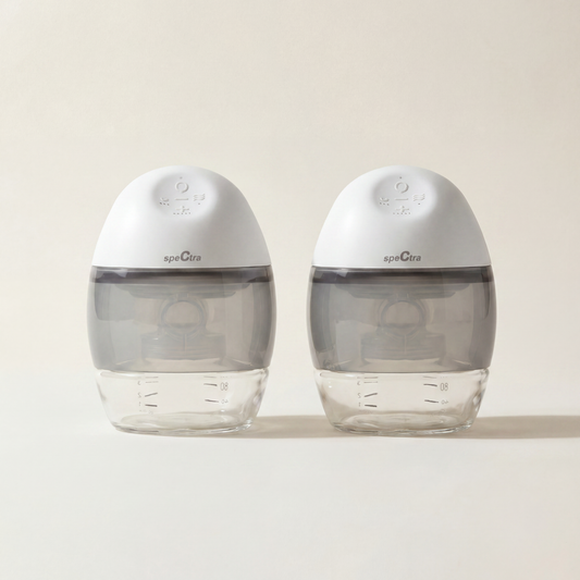 Two Spectra Wearable double electric breast pumps, front view